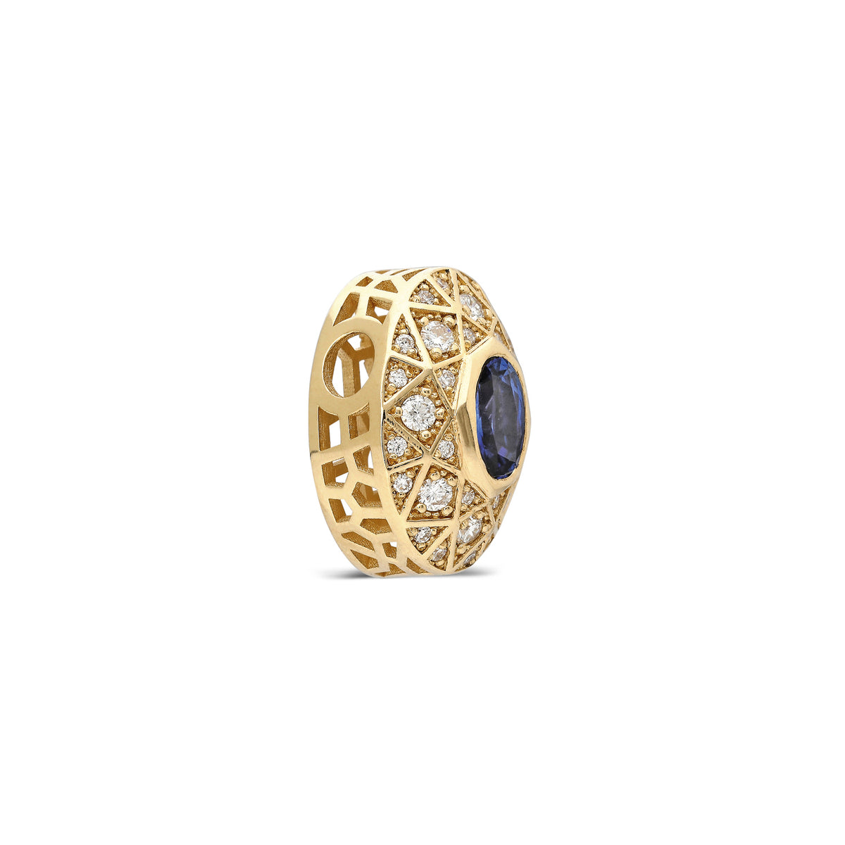 "Gema" Mosaic Diamond and Sapphire Bead Pendant