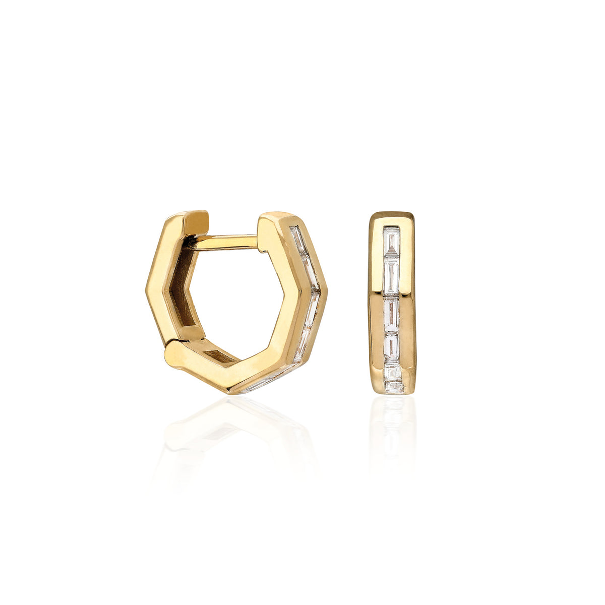 Sanse Hexagonal Diamond Baguette Mini Hoop