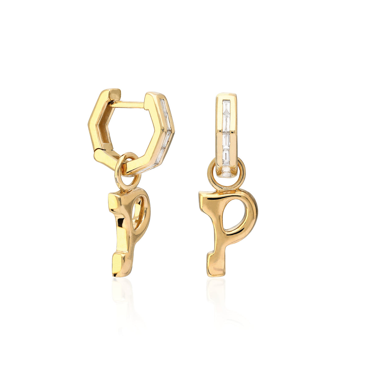 "Sanse" Small Letter Hoop Charm