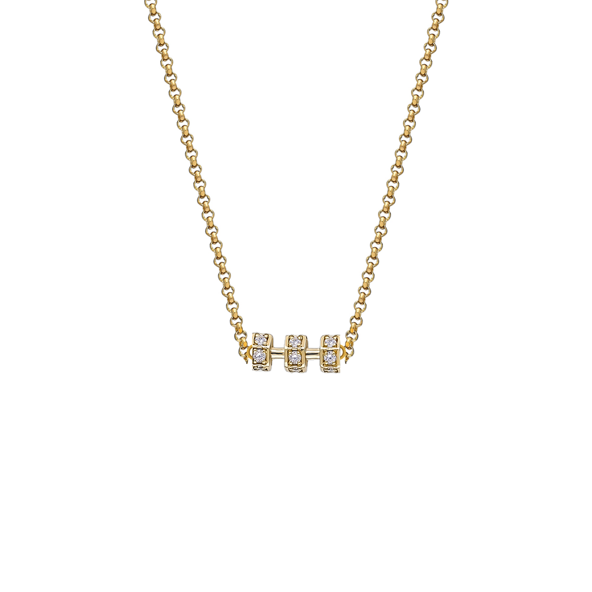 Micro "Bosfor" Chain Necklace - White Diamonds
