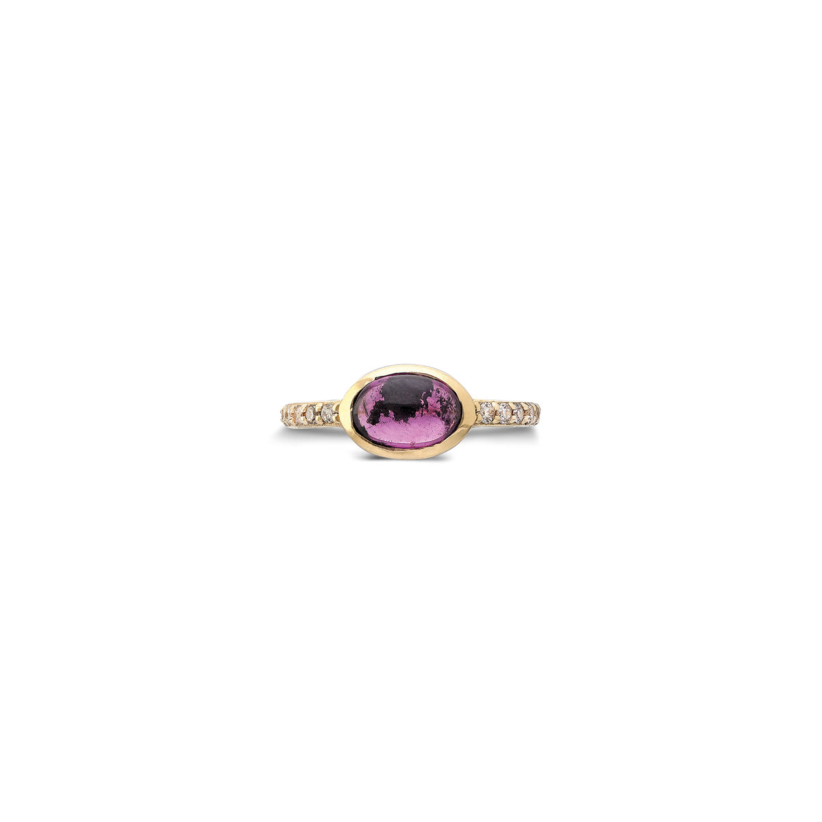 “Pinsy” Cabochon Ear Cuff - Champagne Diamonds and Rhodolite (no piercing)