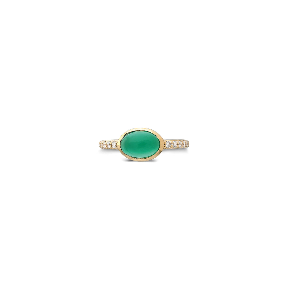 “Pinsy” Cabochon Ear Cuff - White Diamonds and Green Onyx (no piercing)