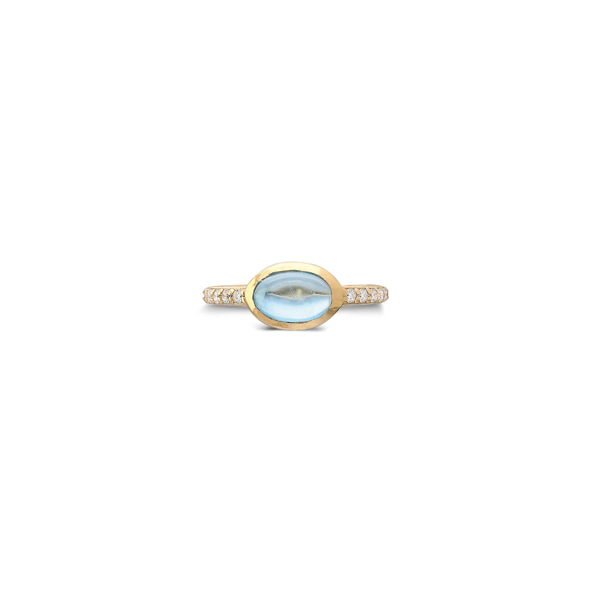 “Pinsy” Cabochon Ear Cuff - White Diamonds and Blue Topaz (no piercing)