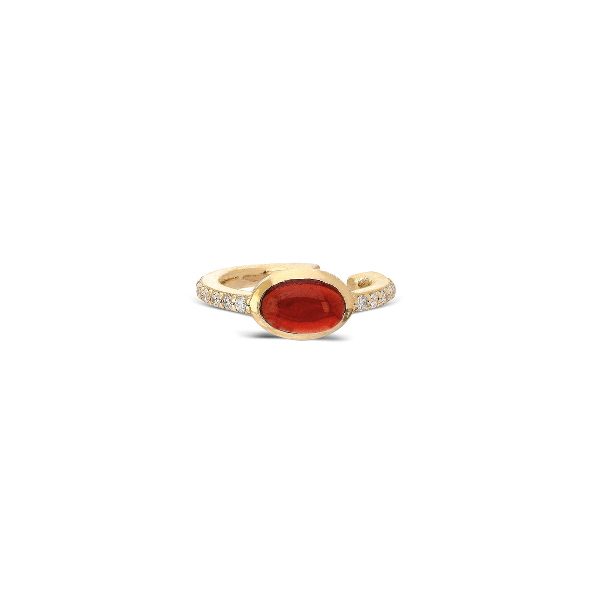 “Pinsy” Cabochon Ear Cuff - White Diamonds and Garnet (no piercing)