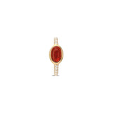 “Pinsy” Cabochon Ear Cuff - White Diamonds and Garnet (no piercing)