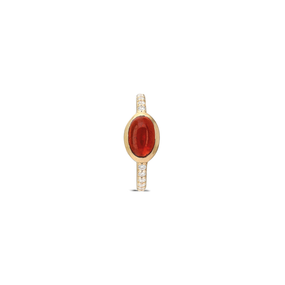 “Pinsy” Cabochon Ear Cuff - White Diamonds and Garnet (no piercing)