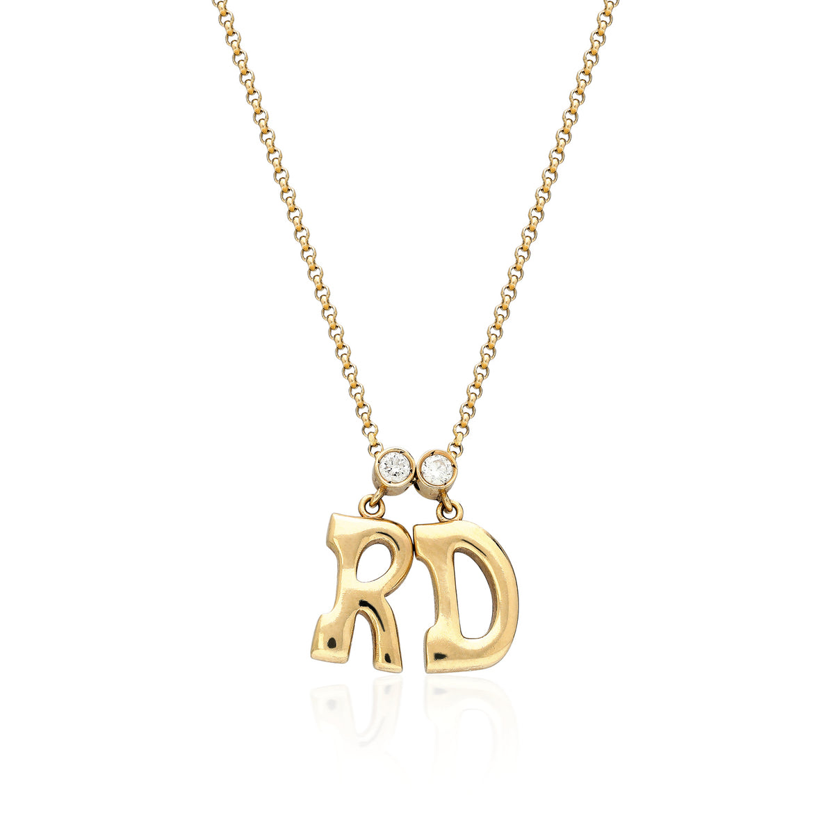 "Sanse" Small Double Letter and Diamond Necklace - Custom