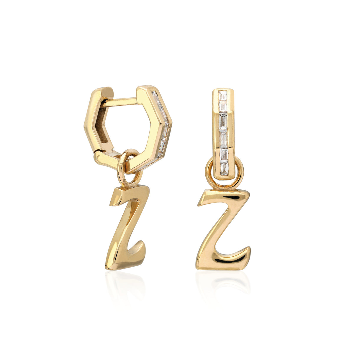 "Sanse" Small Letter Hoop Charm