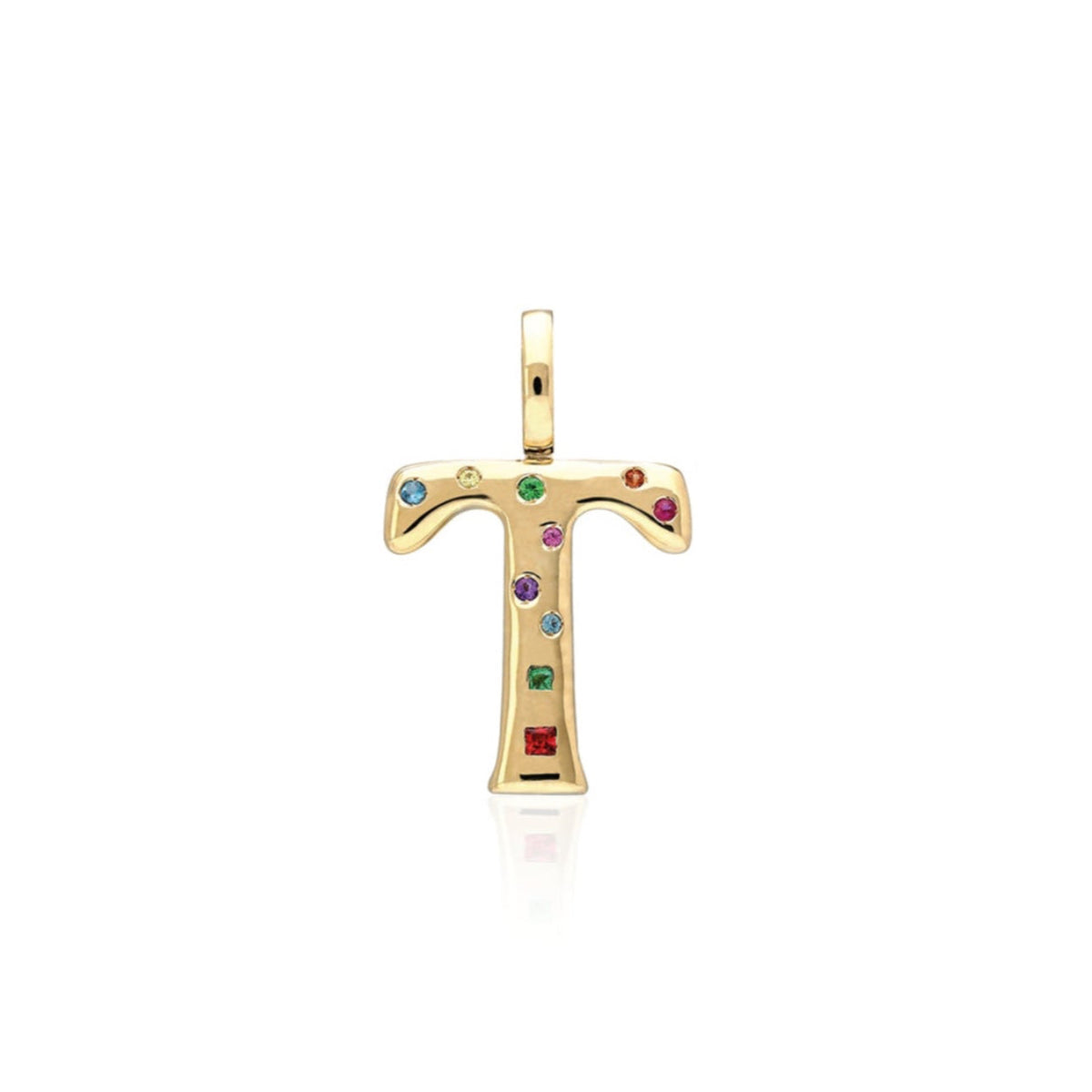 "Sanse" Large Flush-set Rainbow Letter Pendant