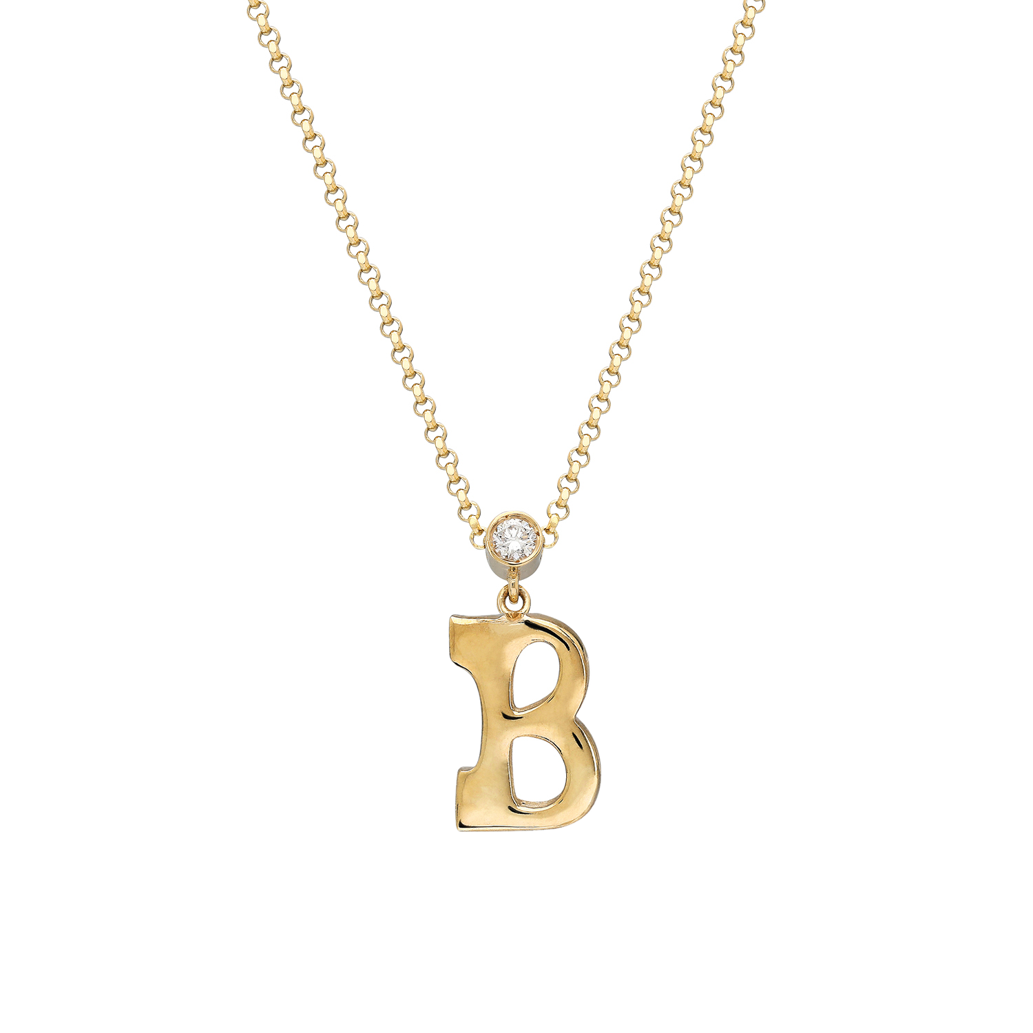 "Sanse" Small Letter and Diamond Necklace
