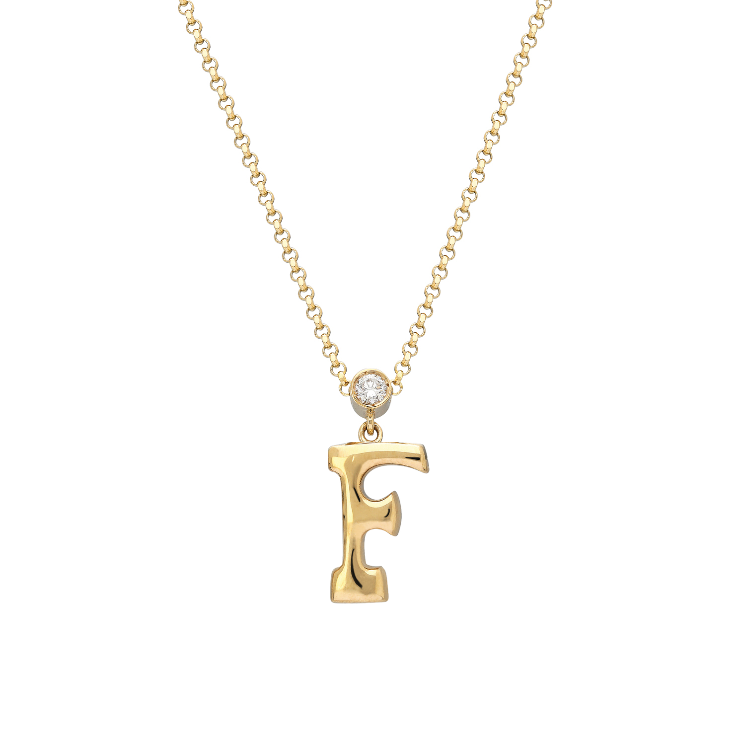 "Sanse" Small Letter and Diamond Necklace
