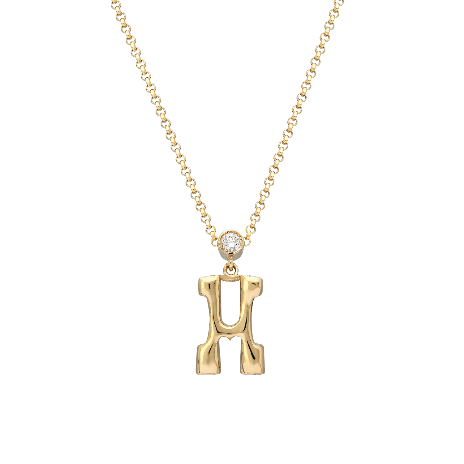 "Sanse" Small Letter and Diamond Necklace