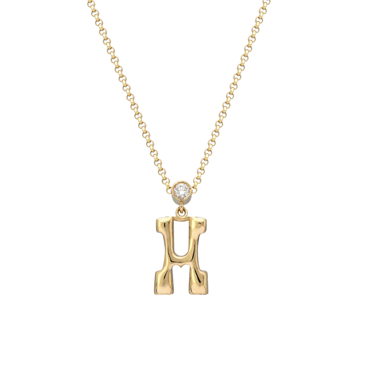 "Sanse" Small Letter and Diamond Necklace