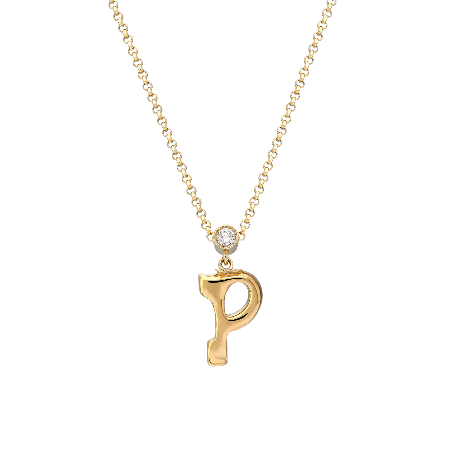 "Sanse" Small Letter and Diamond Necklace