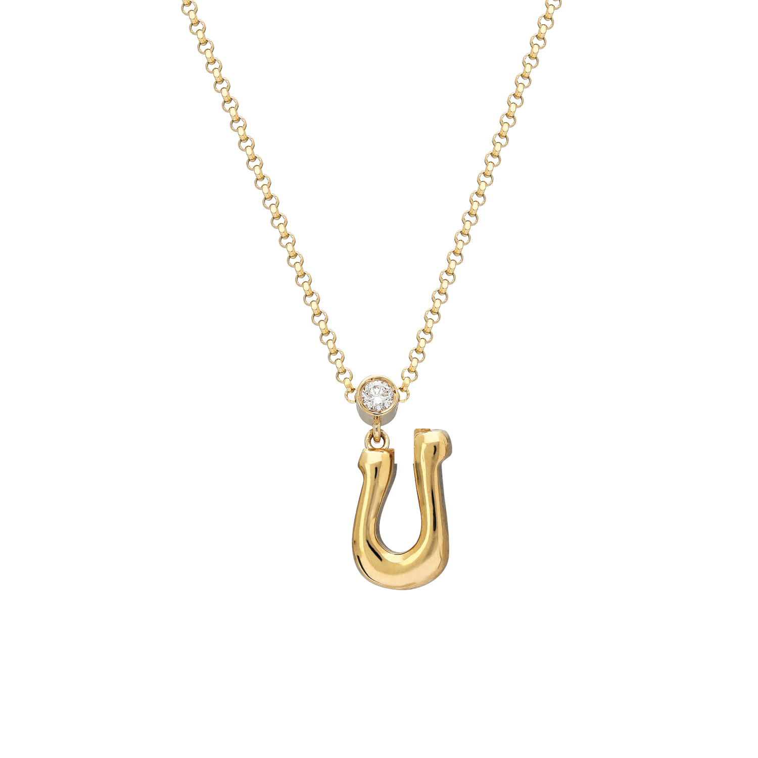 "Sanse" Small Letter and Diamond Necklace