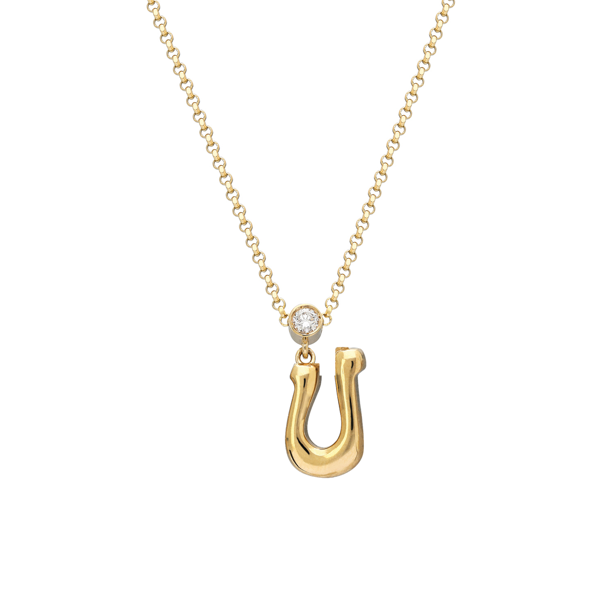 "Sanse" Small Letter and Diamond Necklace