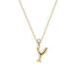"Sanse" Small Letter and Diamond Necklace