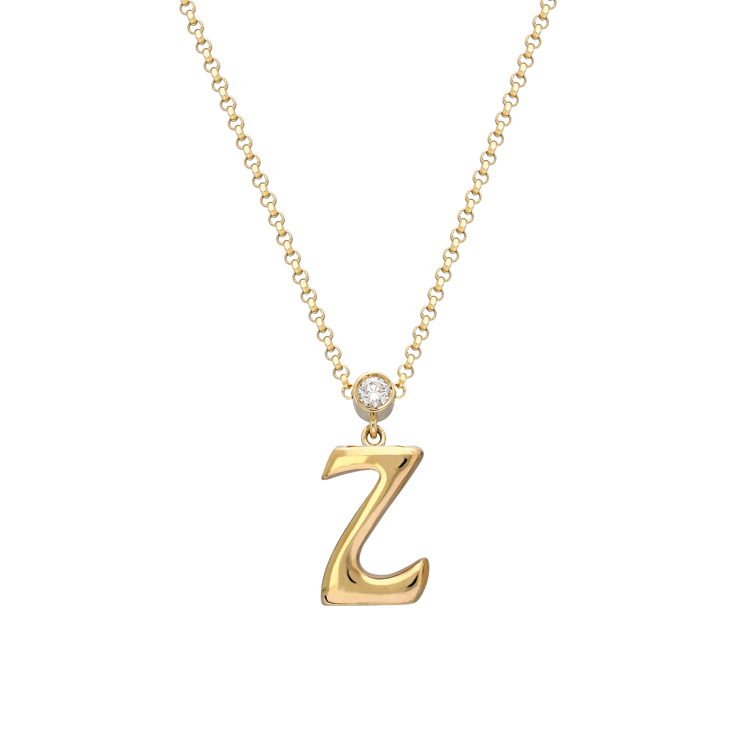 "Sanse" Small Letter and Diamond Necklace