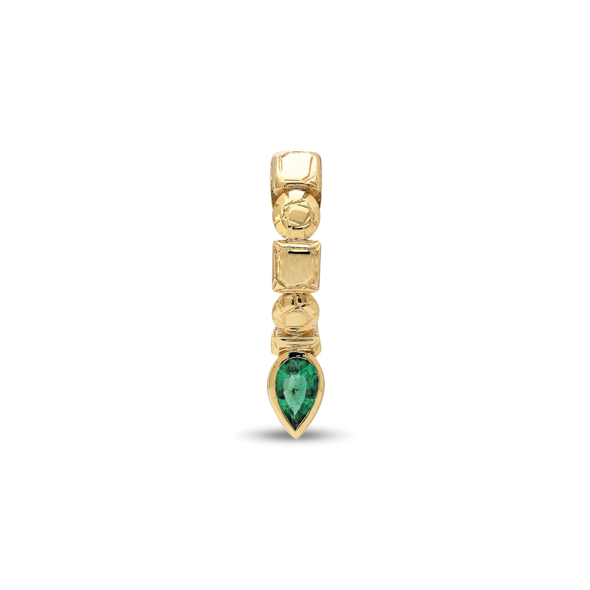“Sempiterno” Emerald Pear Hoop Earring