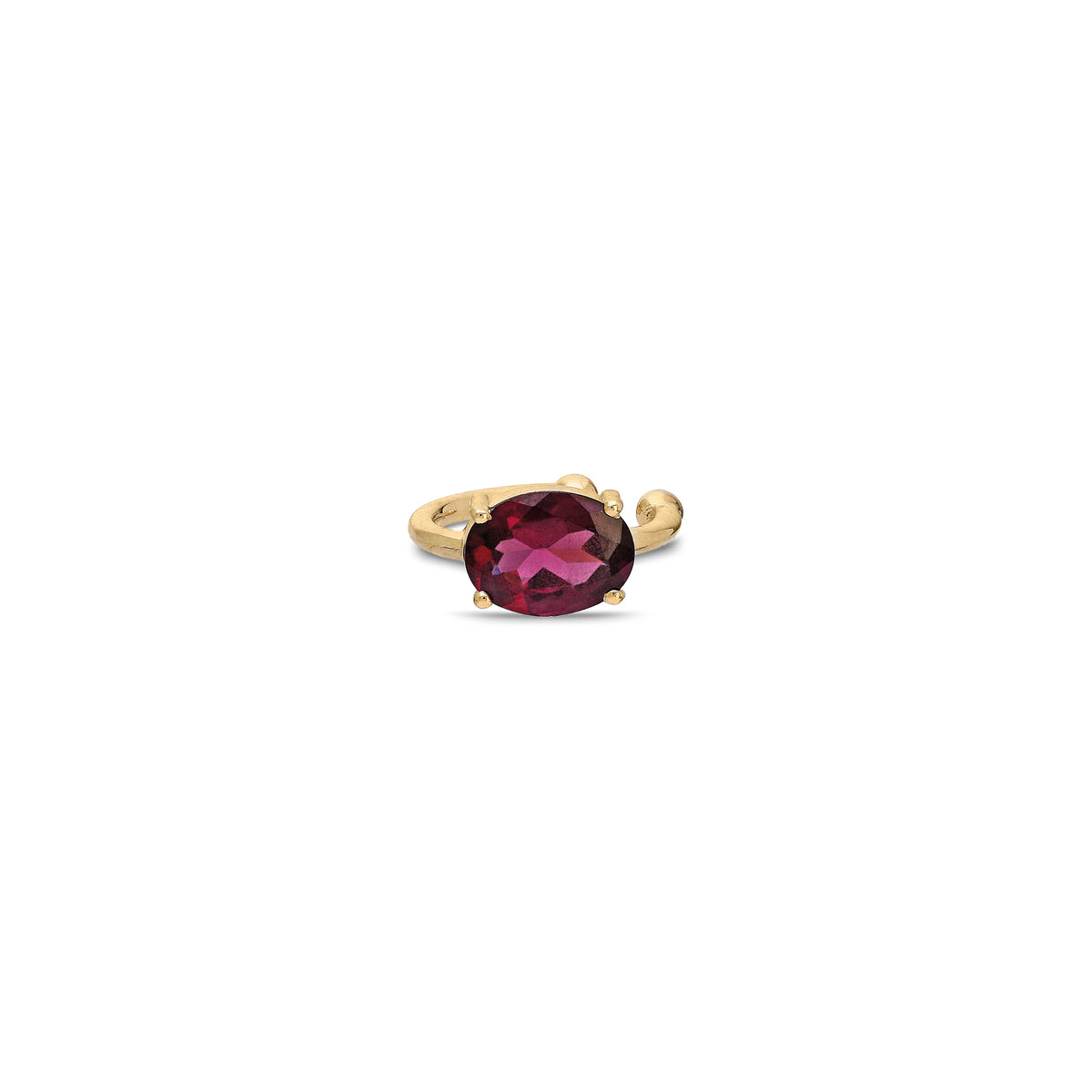 “Sera” Floating Oval-cut Ear Cuff - Rhodolite (no piercing)