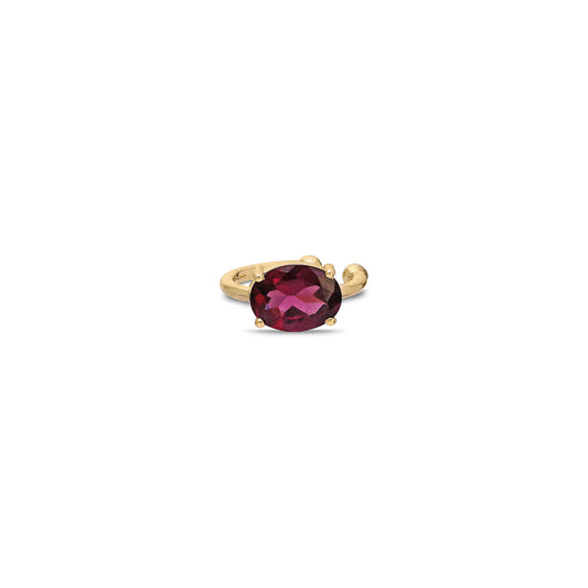 “Sera” Floating Oval-cut Ear Cuff - Rhodolite (no piercing)