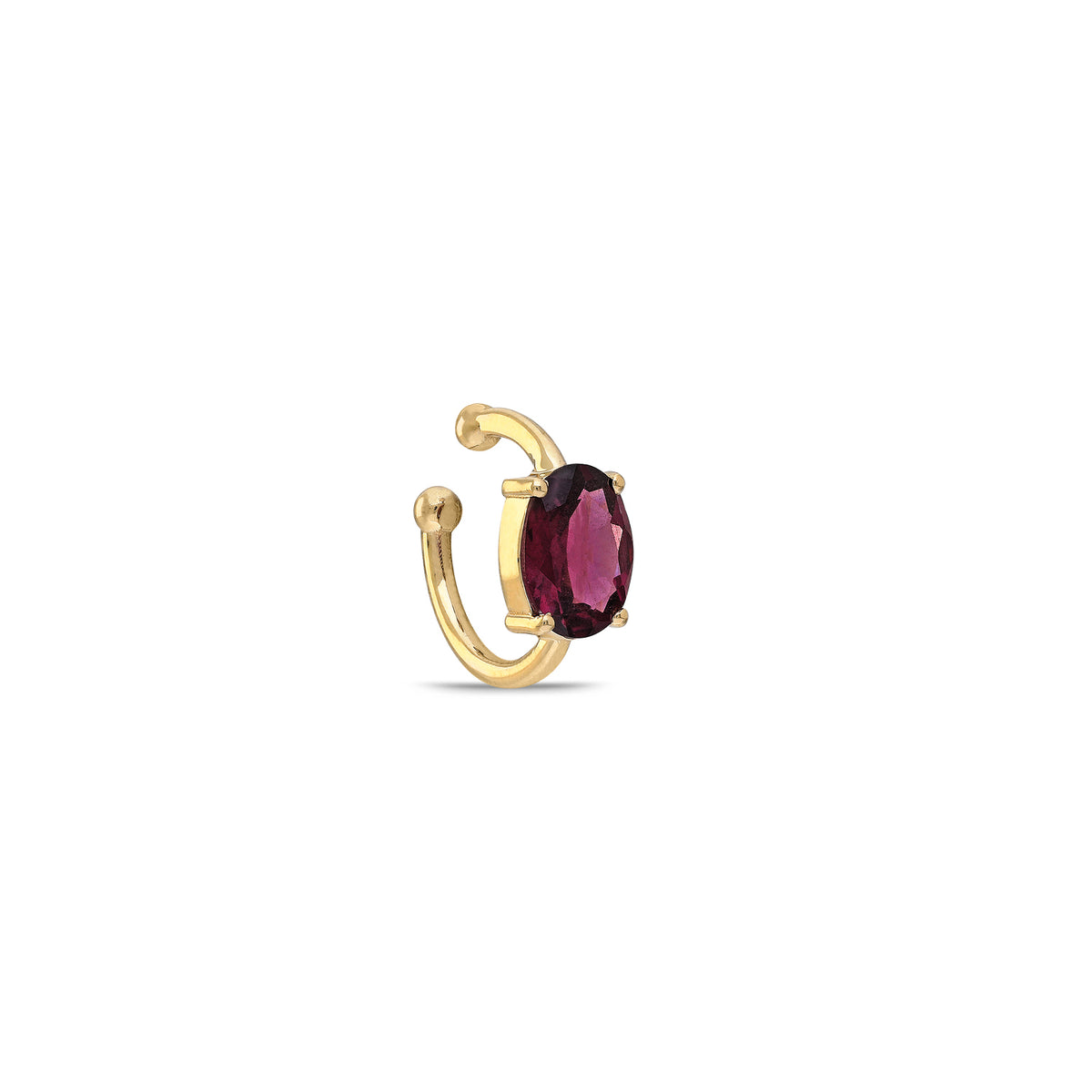 “Sera” Floating Oval-cut Ear Cuff - Rhodolite (no piercing)
