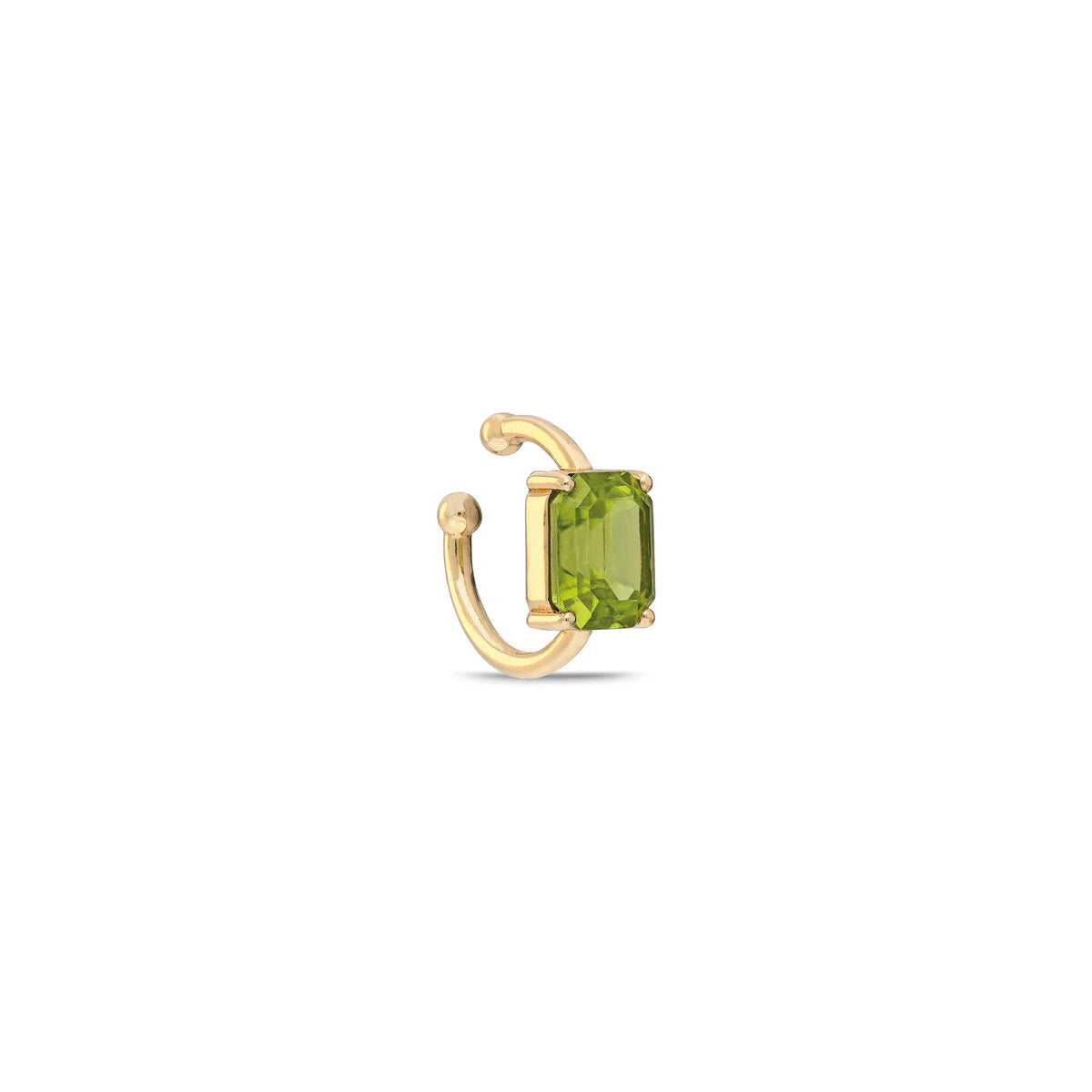 “Sera” Floating Radiant-cut Ear Cuff - Peridot (no piercing)
