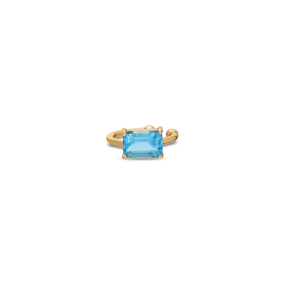 “Sera” Floating Radiant-cut Ear Cuff - Swiss Blue Topaz (no piercing)