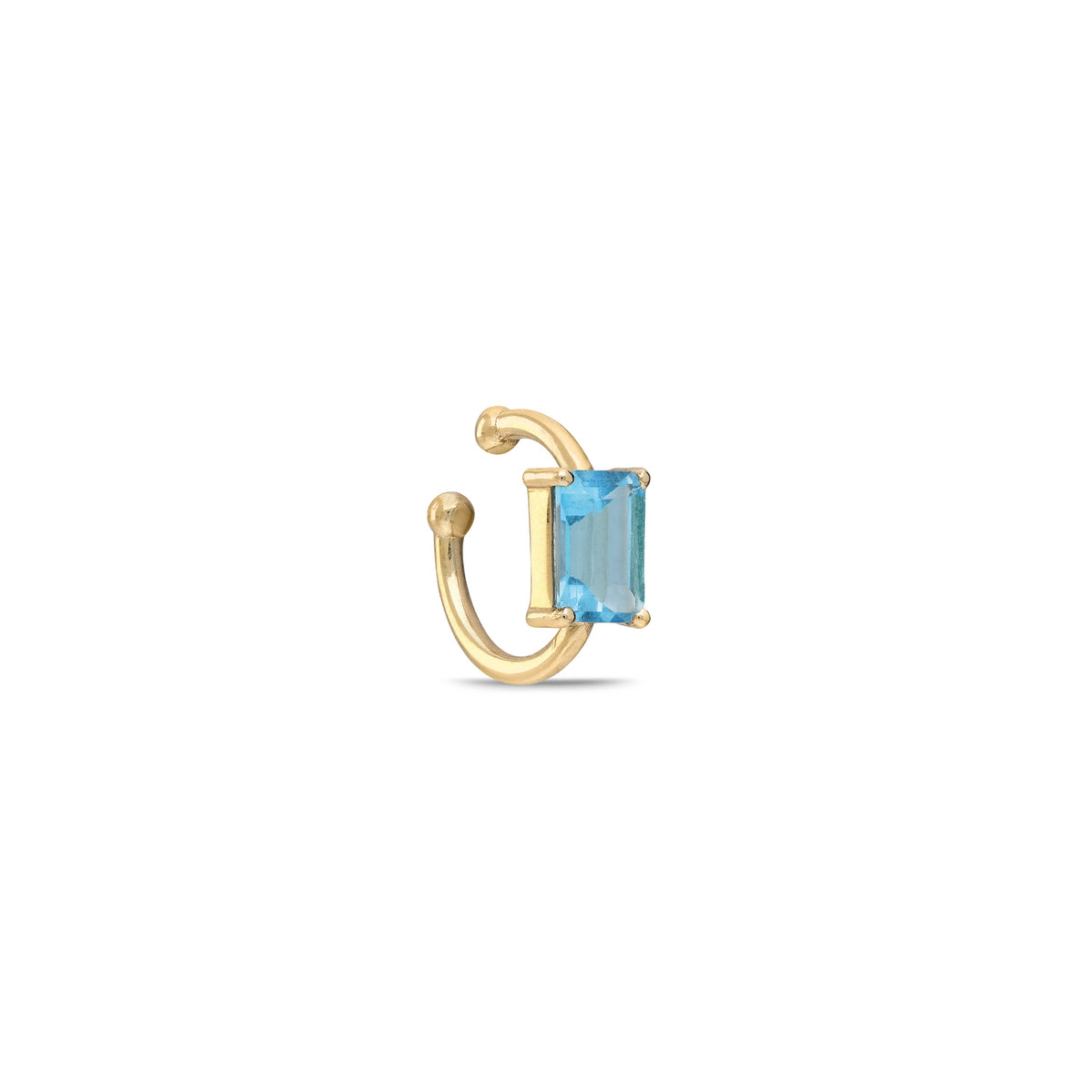 “Sera” Floating Radiant-cut Ear Cuff - Swiss Blue Topaz (no piercing)