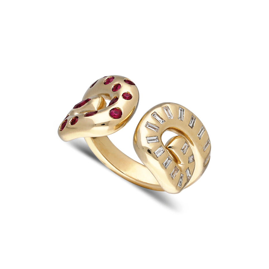 Txirimiri “Danza” Ring - Rubies and White Diamonds