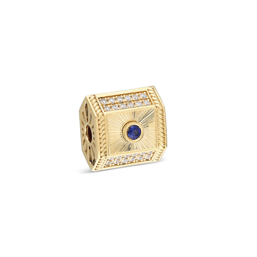 Yarí “Baira” Nugget Charm Pendant - Diamonds and Sapphire with Rope Border Detail