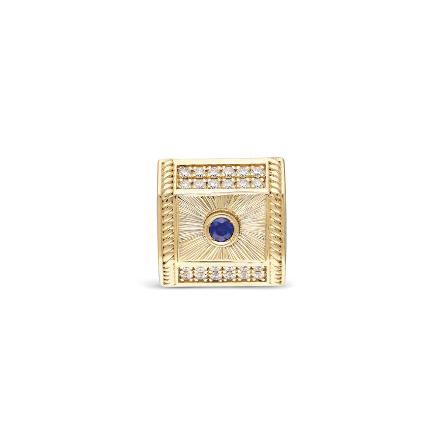 Yarí “Baira” Nugget Charm Pendant - Diamonds and Sapphire with Rope Border Detail