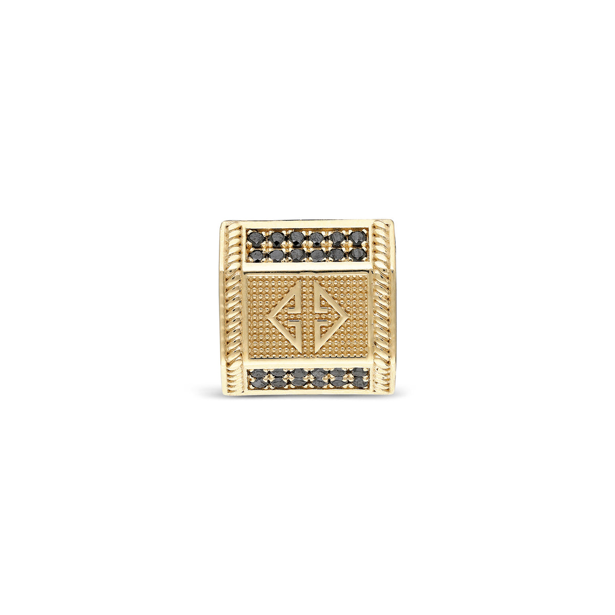 Yarí “Baira” Nugget Charm Pendant - Diamonds and Sapphire with Rope Border Detail