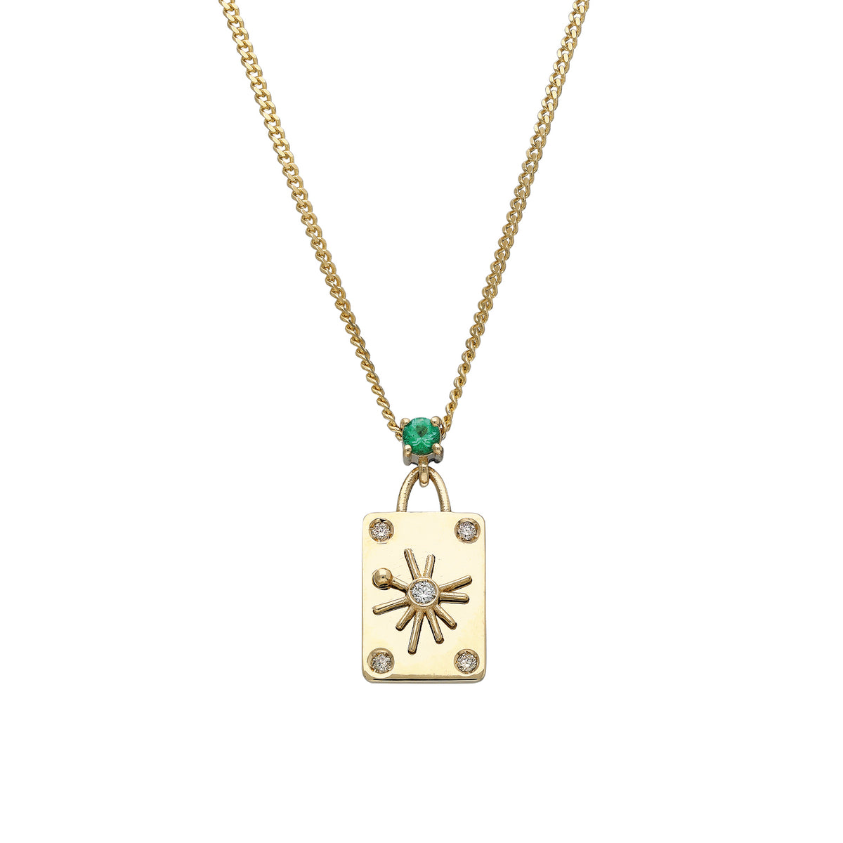 "Yarí" Mini Scapular Necklace - Emerald and Diamonds