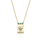 "Yarí" Mini Scapular Necklace - Emerald Bezels