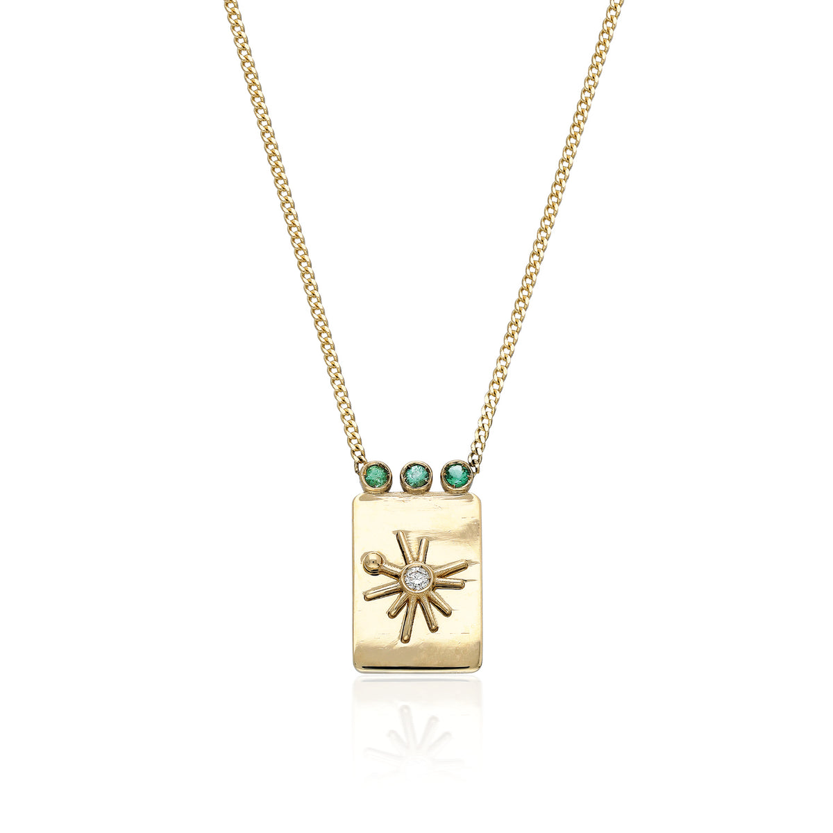 "Yarí" Mini Scapular Necklace - Emerald Bezels