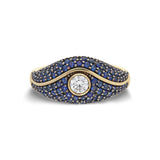 SAMPLE SALE “Acu” Large Pavé Ring - Sapphires and Diamond