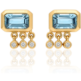 "Galata" Small Stud Earring - Aquamarine and Champagne Diamonds