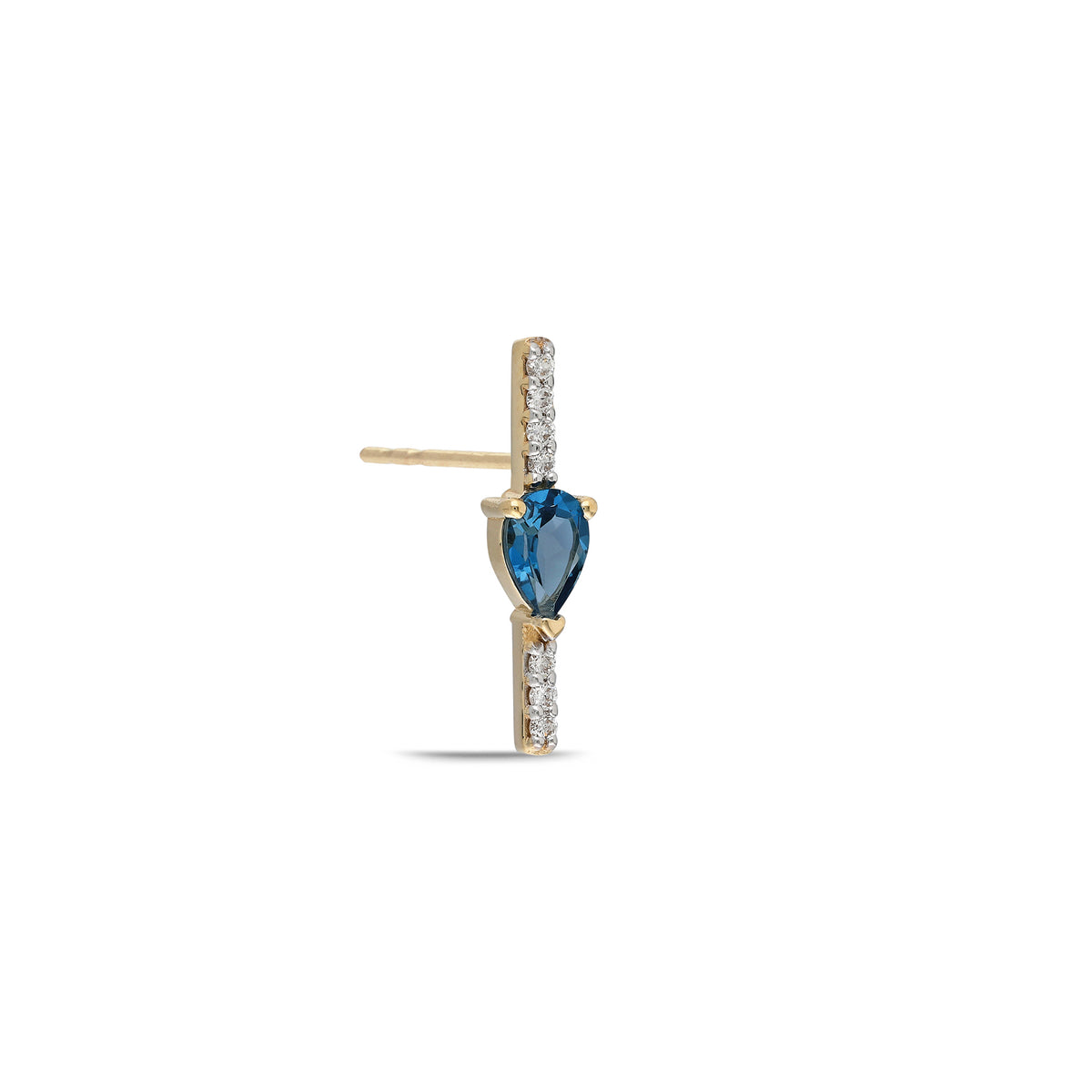 "Tibes" Small White Diamond and Tourmaline Single Earring