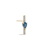 "Tibes" Small White Diamond and Blue Topaz Single Earring