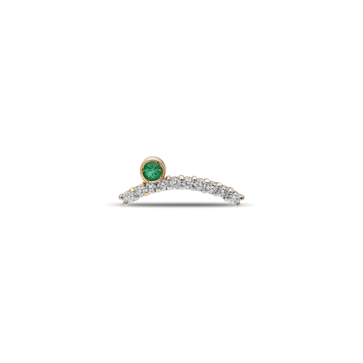 “Acu” Wink Single Stud - White Diamonds and Emerald