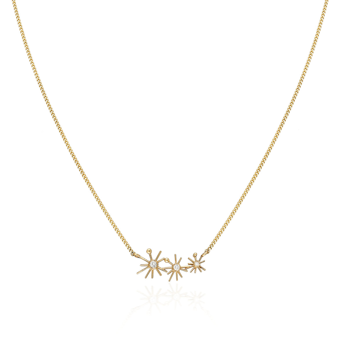 ¡Buenos Días! Micro Triple Sun Necklace - White Diamonds