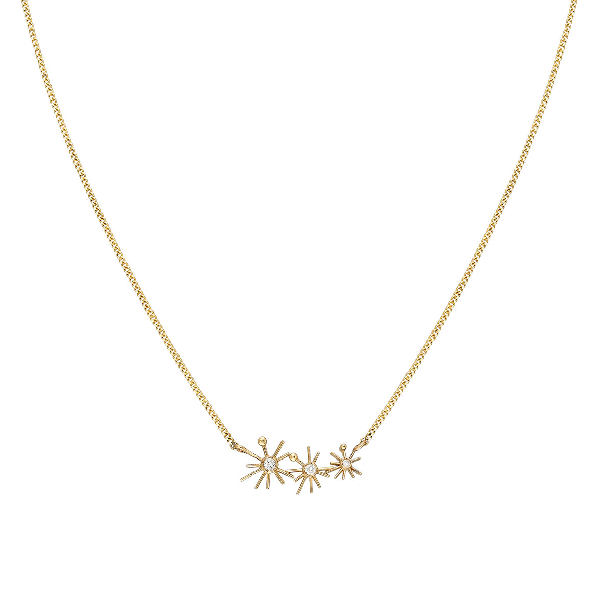 ¡Buenos Días! Micro Triple Sun Necklace - White Diamonds