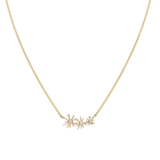¡Buenos Días! Micro Triple Sun Necklace - White Diamonds
