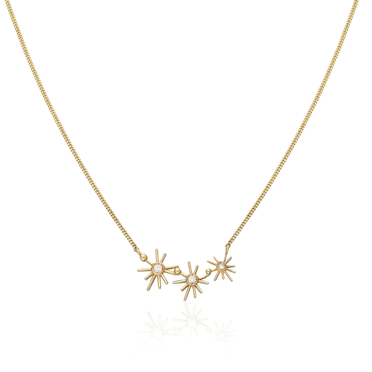 ¡Buenos Días! Mini Triple Sun Necklace - White Diamonds