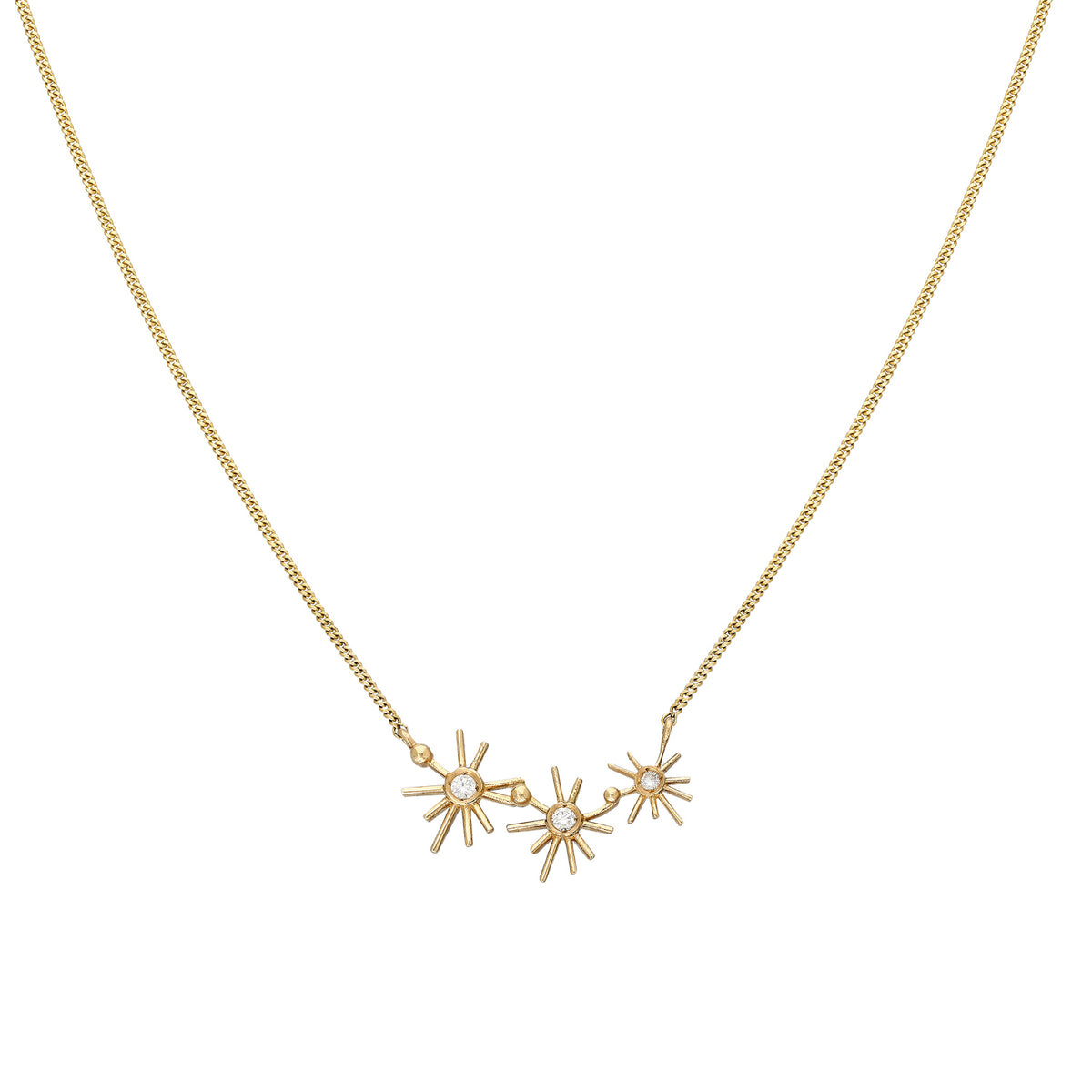 ¡Buenos Días! Mini Triple Sun Necklace - White Diamonds