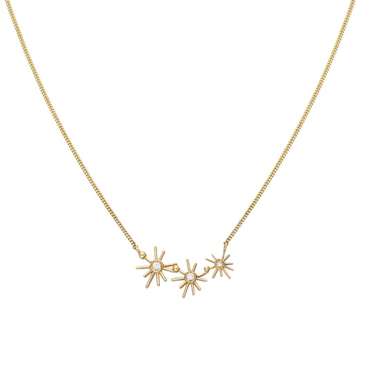 ¡Buenos Días! Mini Triple Sun Necklace - White Diamonds