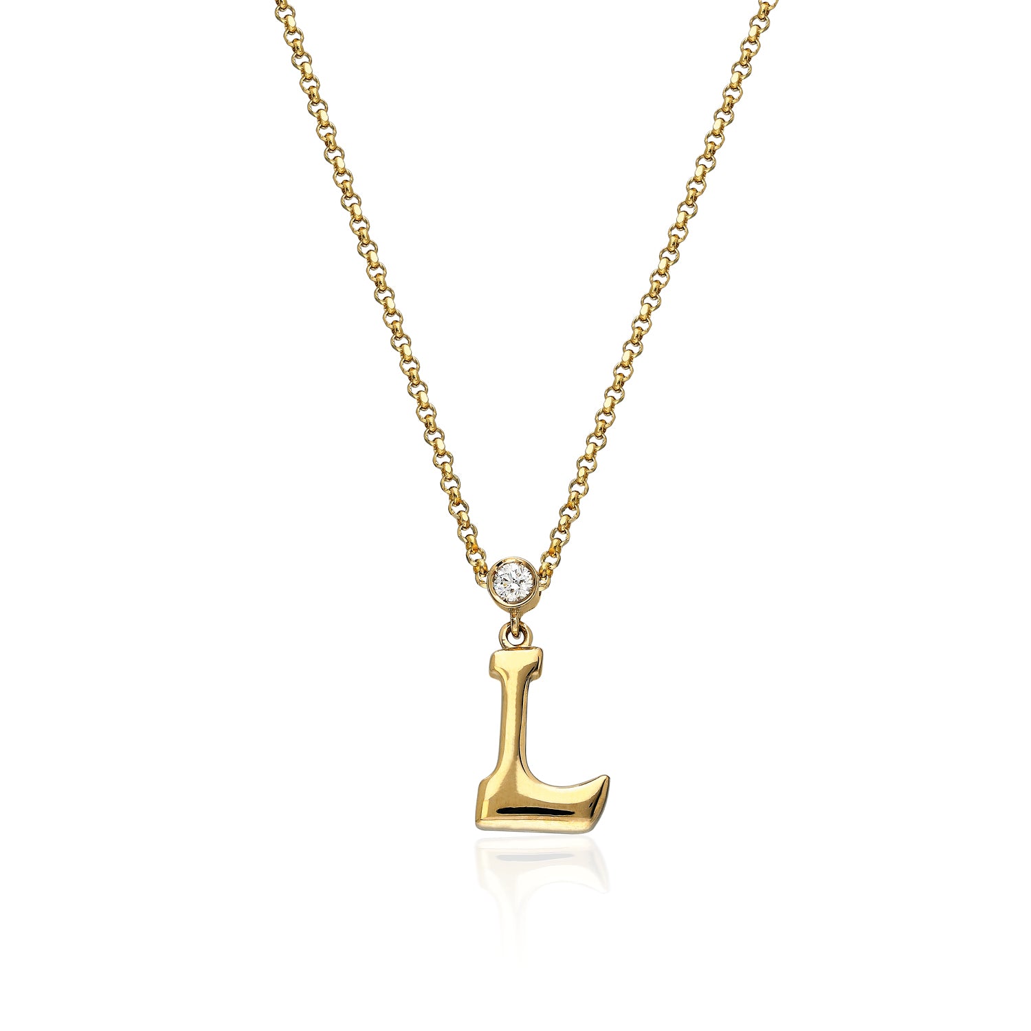 "Sanse" Small Letter and Diamond Necklace