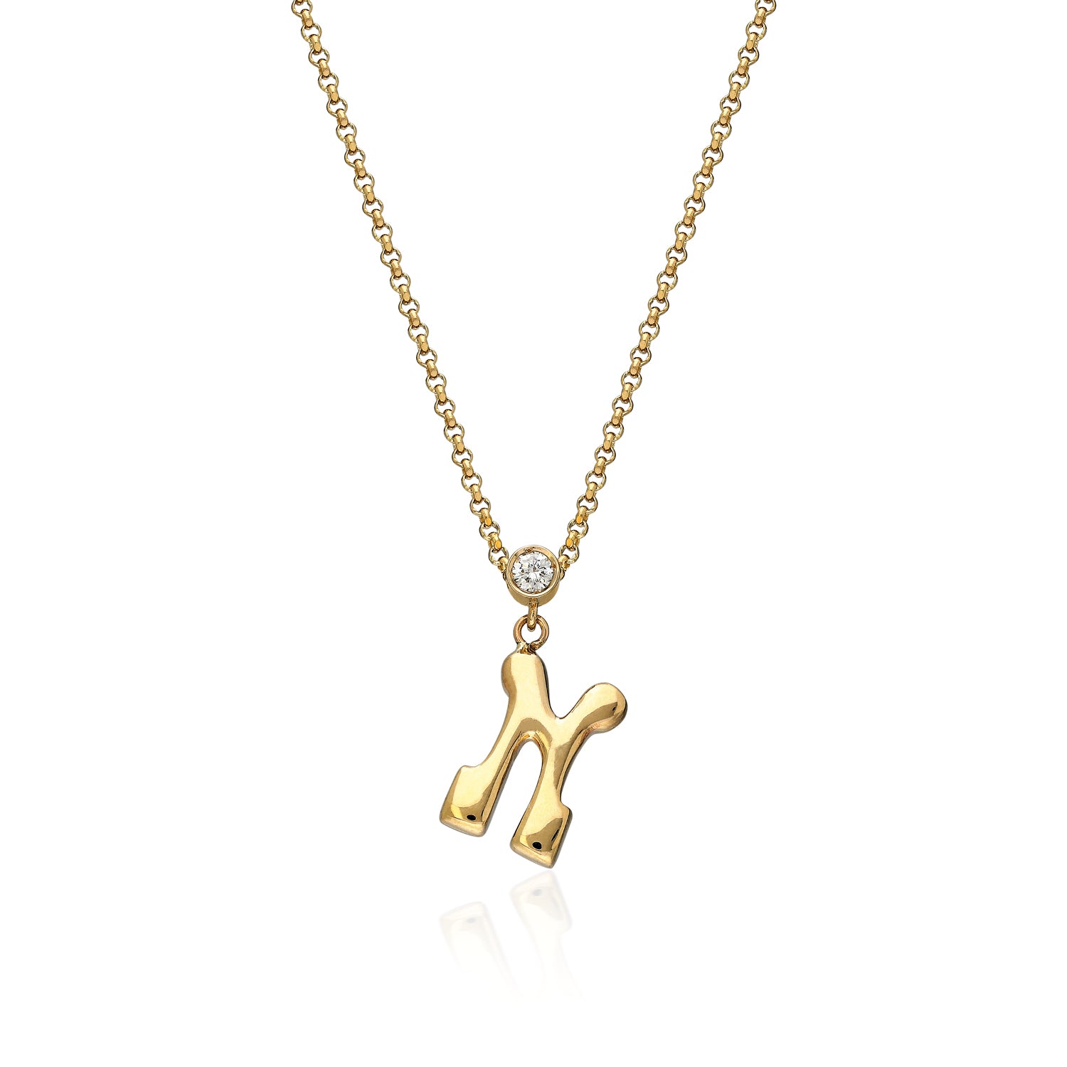 "Sanse" Small Letter and Diamond Necklace