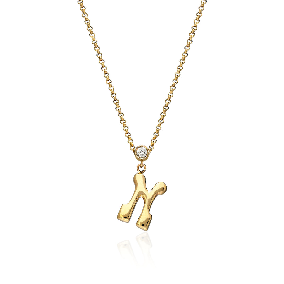 "Sanse" Small Letter and Diamond Necklace
